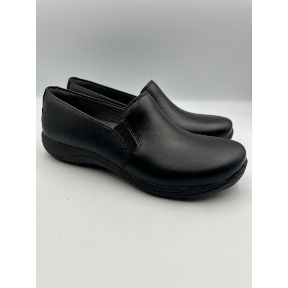 New Dansko Nora Slip On Clogs 39 Black Leather Professional Nursing Comfort Shoe